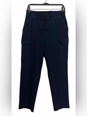 Lands End Sport Knit Straight Leg Pants Joggers Elastic Waist Dark Blue Medium